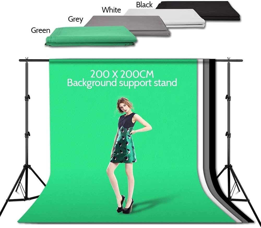 Photography Softbox Backdrop Lighting Kit, Abeststudio 2X 25W LED Soft Box Continuous Lighting kit Green Black White Gray Backdrop Background Stand System for Studio Photography and Video Lighting