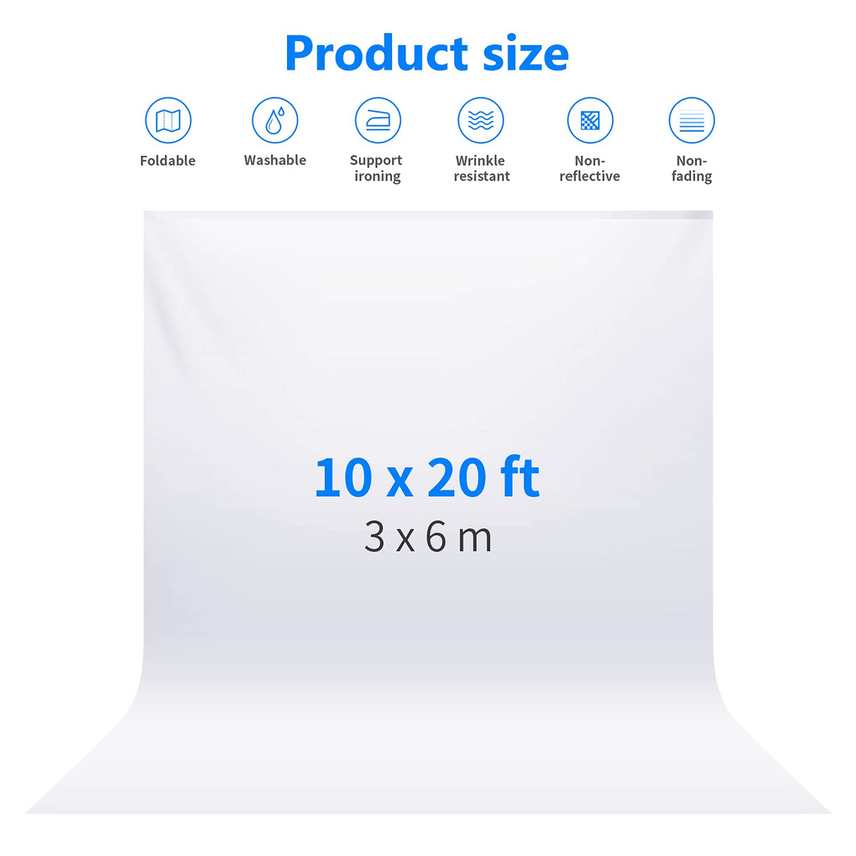 10 x 20FT / 3 x 6M PRO Photo Studio 100% Pure Polyester Collapsible Backdrop Background for Photography,Video and Televison (Background ONLY) - White