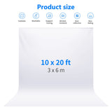 10 x 20FT / 3 x 6M PRO Photo Studio 100% Pure Polyester Collapsible Backdrop Background for Photography,Video and Televison (Background ONLY) - White