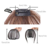 Thin Neat Air Bangs Clip in Hair Extensions Front Neat Bang Fringe One Piece Striaght Hairpiece Accessories (With Sideburn, Dark Brown)