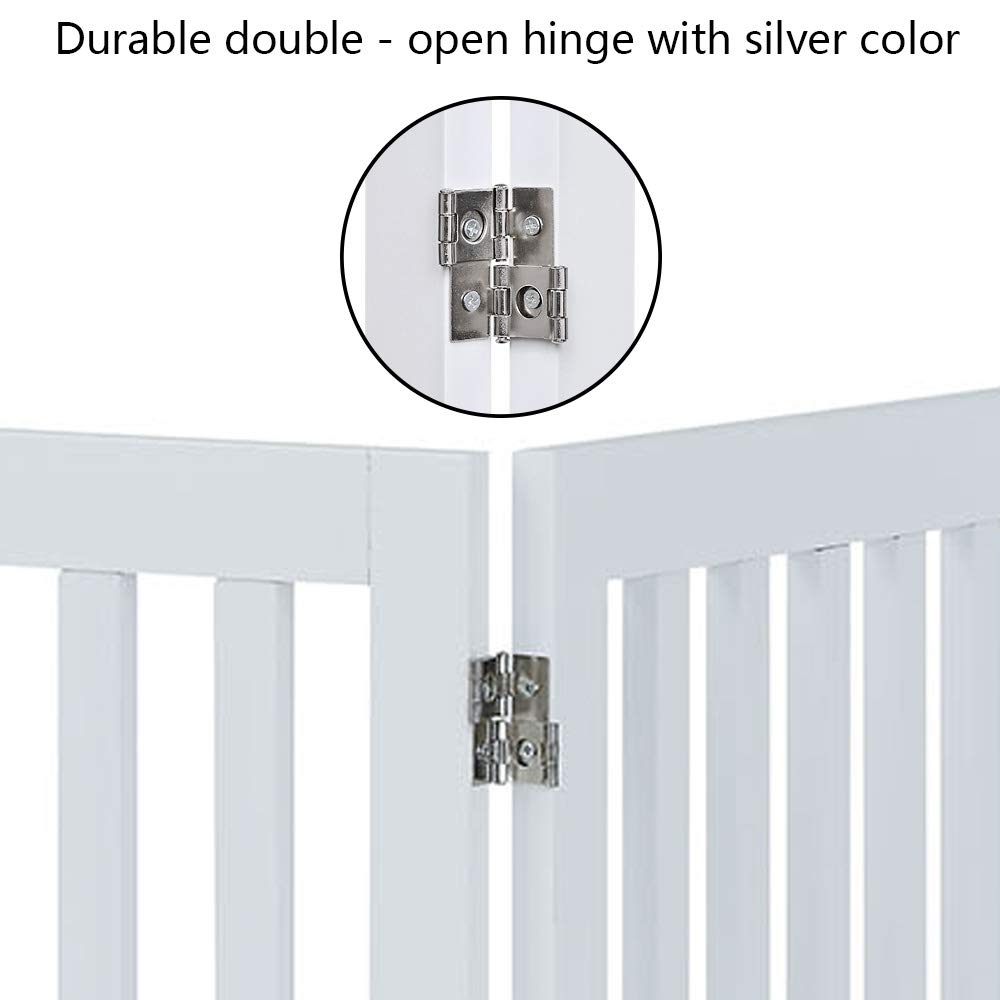 Large Free Standing Dog Gate, Extra Tall Safety Wood Pet Gate, Indoor Foldable Dog Gate, Expands up to 152cm Wide 91cm, Doorway Pet Barrier, White