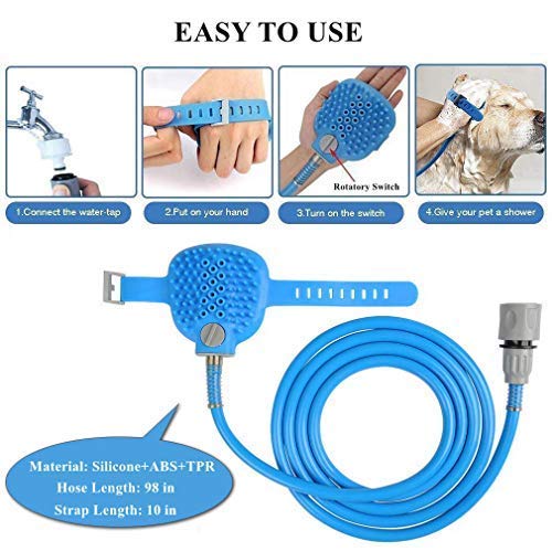 Pet 2-in-1 Brush Bathing Tool Adjustable Bath Glove Dog Cat Horse Cleaning Shower Massager Head Bath Brush Sprinkler Puppy Wash Sprayer Comb Grooming