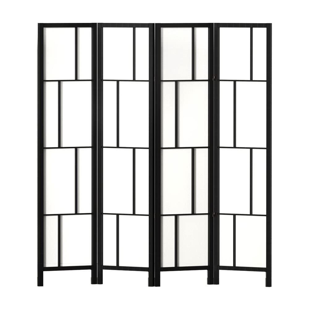 Room Divider Screen 4 Panel Foldable Wooden Divider Ashton Black