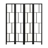 Room Divider Screen 4 Panel Foldable Wooden Divider Ashton Black