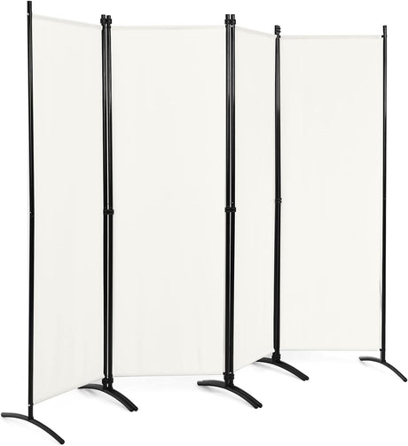 4-Panel Room Divider, Folding Privacy Screen, Portable Fabric Wall Divider and Separator w/ Steel Frame, Indoor & Outdoor Freestanding Privacy Protection for Home, Office, Patio