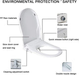 Non Electric Bidet Seat Toilet Seat with Self Cleaning Dual Nozzles Separated Rear & Feminine Cleaning Natural Water Spray, Soft Closed Toilet Seat, Easy DIY Installation (D Shape)