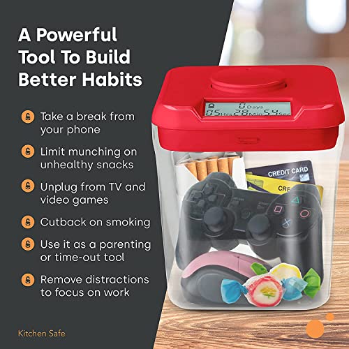 Kitchen Safe Time Locking Container (Medium), Timed Lock Box for Cell Phones, Snacks, and other unwanted temptations (White Lid + 5.5” Clear Base)