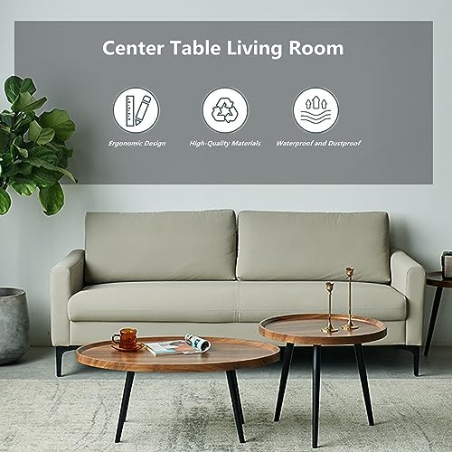 Coffee Table Set,HX Dream Center Table Living Room 2-Piece,Combination Coffee Table,Round Sofa Coffee Table Suitable for Living Room, Balcony, Garden（Wood Color）