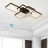 Dimmable Ceiling Light,3 Squares Modern LED Ceiling Lamps with Remote Control,50W Acrylic Flush Mount Ceiling Light Fixture for Living Dining Room Bedroom Kitchen(Black)