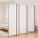 6-Panel Room Divider Living Room Bedroom Partition Privacy Protection Screen Room Separator Folding Dressing Wall White Fabric