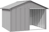 Dog House Home Garden Backyard Dog Kennel Indoor Outdoor Puppy Pet Cat Shed House Animal Supply with Roof Grey Galvanised Steel