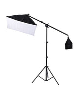 Softbox Lighting Kit 4x 25W LED Bulbs Professional Boom Arm Photography Continuous Light Studio Equipment with E27 Socket and 20x28inch Reflector Diffuser for Portrait Product Fashion Shooting