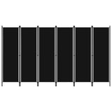 6-Panel Room Divider Home Baby and Kids Room Bedroom Living Room Folding Protective Panel Privacy Screen Partition Stand Black 300x180 cm