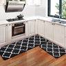 Kitchen Rugs and Mats [2 PCS] Super Absorbent Microfiber Kitchen Mat Non Slip Machine Washable Runner Carpets for Floor, Kitchen, Bathroom, Sink, Office, Laundry,28"x17.3"+47"x17.3",Black