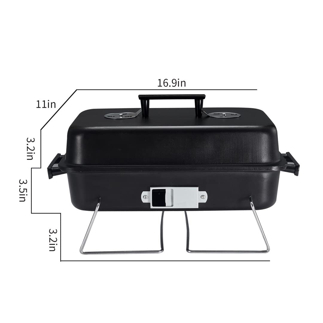 Multifunctional Foldable Portable Charcoal Grill with Lid for Portable Tabletop Metal Small BBQ Smoker for Outdoor and Indoor Use