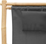 Deck Chair - Adjustable and Foldable Bamboo Garden Chair with Canvas Fabric, Dark Grey, Ideal for Patio/Garden/Terrace