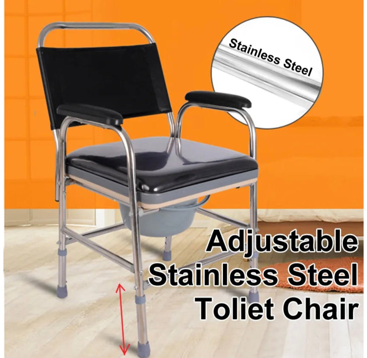 Elderly/Pregnant/Disability Aid Adjustable S/S Easy Commode Seat