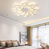 Modern Flush Mount Ceiling Light 86W Dimmable Led Bedroom Ceiling Lighting Fixture, 8-Head Acrylic White Chandeliers Ceiling for Living Room, Kids Room, Bedroom