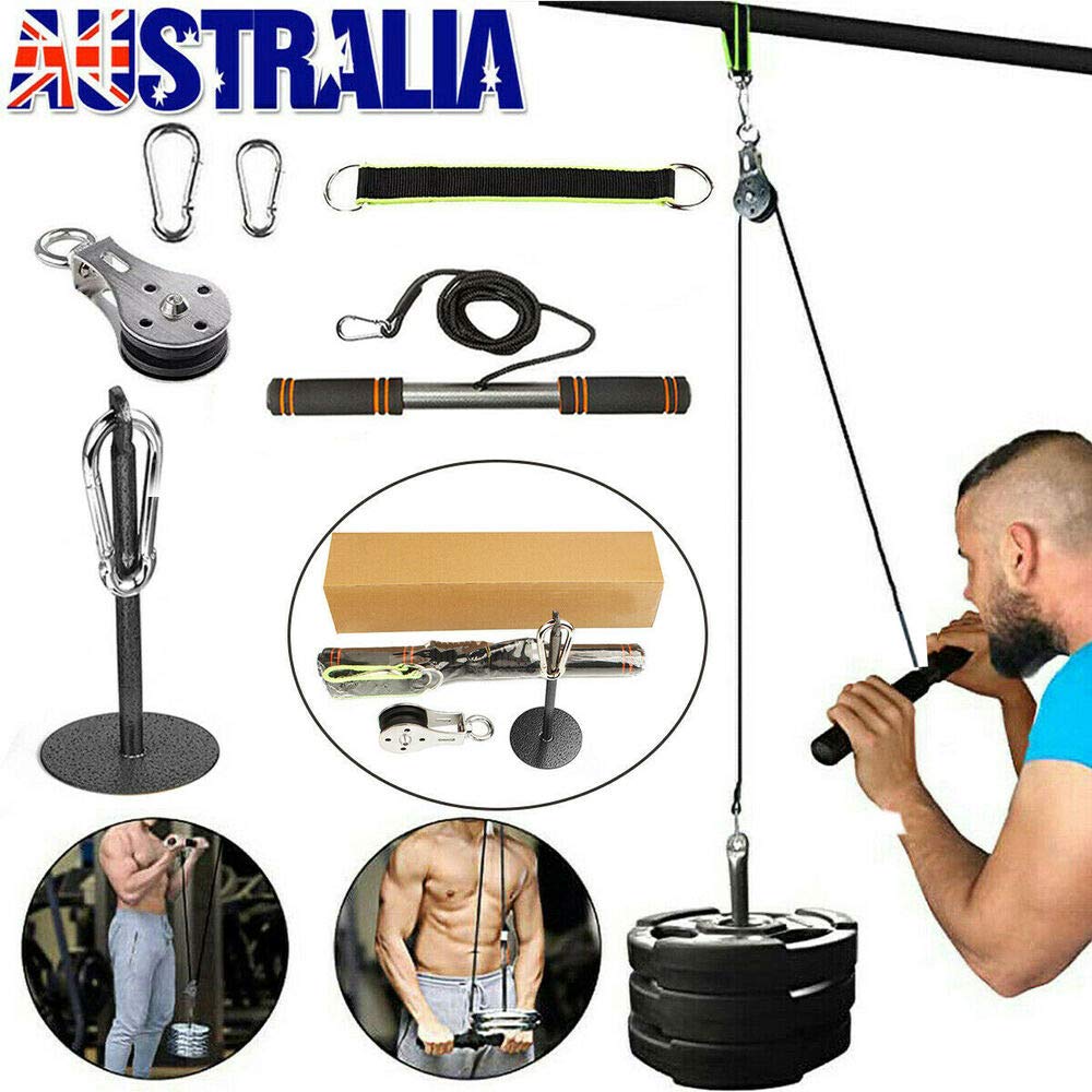 Fitness Pulley Cable Gym Workout Equipment Machine Attachment System Home Strap