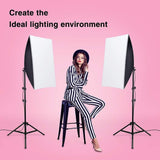 1600W Softbox Photography Lighting, Heorryn Continuous Softbox Lighting Kit 20"X28" Professional Photo Studio Equipment with 2M Adjustable Stand and 5500K LED Bulb for Video Filming Portraits (2 Pack)