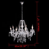 Modern 8 Lights Crystal Chandelier Clear Ceiling Light Droplets Pendant Light Lamp Decor for Living Room, Hotels, Hall Way, Bars, Restaurants E14 Bulbs Height