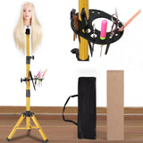 Wig Stand Wig Head Stand Manequin Head Stand Adjustable Heavy Duty Wig Stand Tripod for Cosmetology Hairdressing Training (Pure GoldenTripod With Tray,55 In,Mannequin Head Not Included)