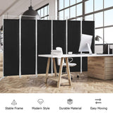 6 Panel Room Divider, 300x180CM Folding Privacy Screen with Steel Frame & Fabric Surface, Standing Wall Separator, Home Office Partition for Bedroom, Living Room, Restaurant