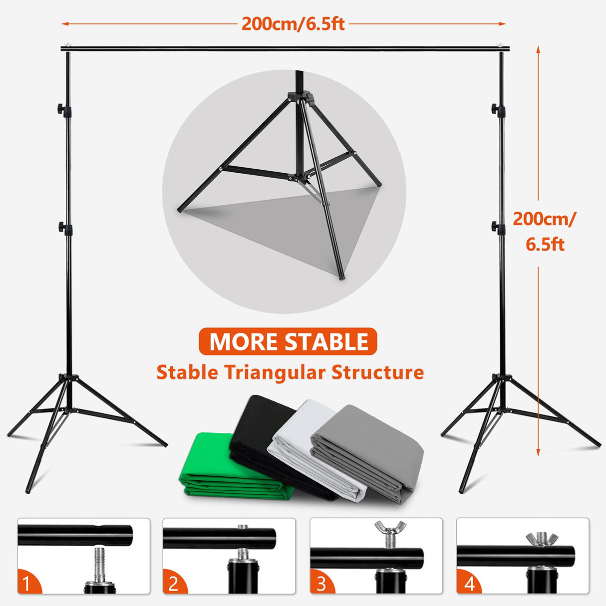 Photography Studio Green Screen Backdrop Background Stand Kit