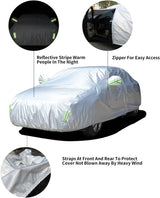 6 Layers Car Cover Waterproof All Weather, Outdoor Car Covers for Automobiles with Zipper Door, Hail UV Snow Wind Protection, Universal Full Car Cover