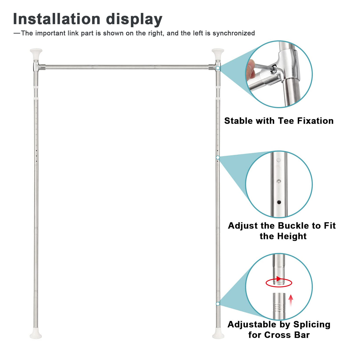 Curtain Divider Stand - 48 to 72 inches Expandable Room Divider，Damage Free Freestanding Vertical Tension Stand