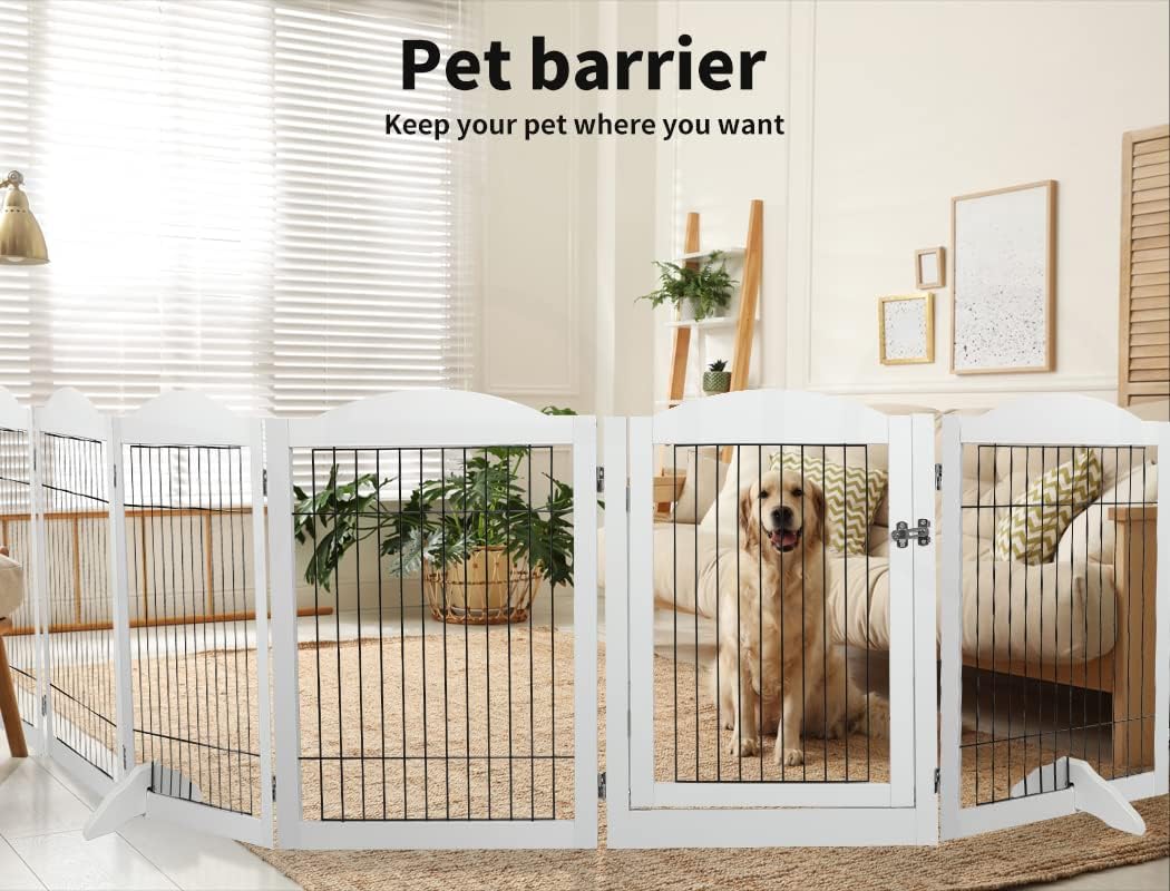 6 Panel Pet Playpen – Dog Play Pen, Cat Exercise Cage, Puppy Enclosure, Rabbit Fence, Indoor, White