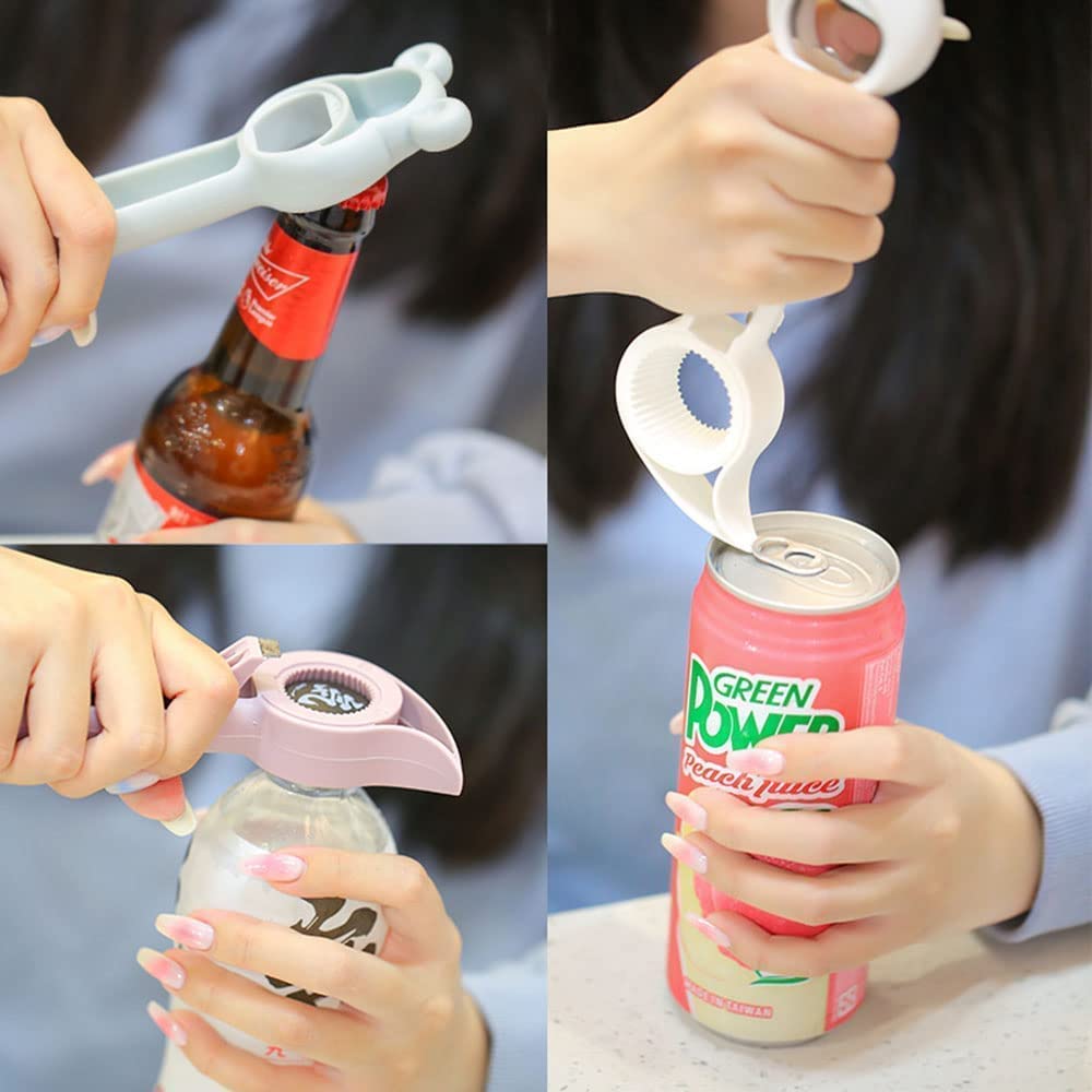 2Pcs Multifunction Jar Can Beer Bottle Openers,4 in 1 Bottle Opener Multifunction Jar Can Beer Bottle Opener,4 in 1 Multi Function Can Opener Bottle Jar Can Beer Bottle Opener,Cute Bear Bottle Opener