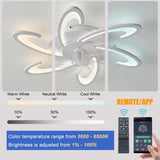 Low Profile Ceiling Fans with Lights and Remote/APP Control,3 Light Color Changes，6 Wind Speed Modes,Flush Mount Ceiling Fan Light,Modern Ceiling Light with Fan for Bedroom/Study/Office 82cm