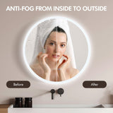 LED Bathroom Mirror Fogless Smart Round Mirror Wall Mounted for Vanity Shower Salon 80cm