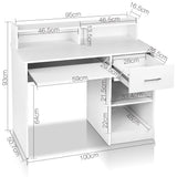 Office Computer Desk Wooden Home PC Gaming Study Table with Book Display Shelf White