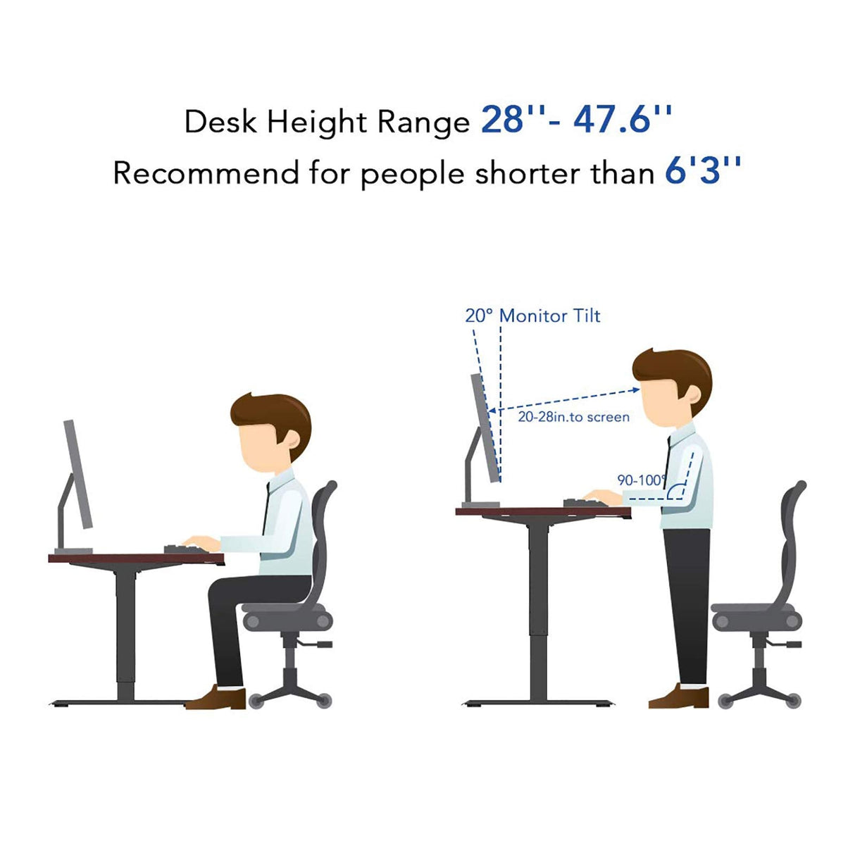 Electric Height Adjustable Standing Desk 48 Inches Whole-Piece Desktop Sit Stand Up Computer Desk Workstation with Memory Controller (White Frame + 48" White Top, 2 Packages)