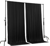 10 feet x 8 feet Polyester Backdrop Drapes Curtains Panels with Rod Pockets - Wedding Ceremony Party Home Window Decorations - Black (DRAPE-5X8-BLACK)