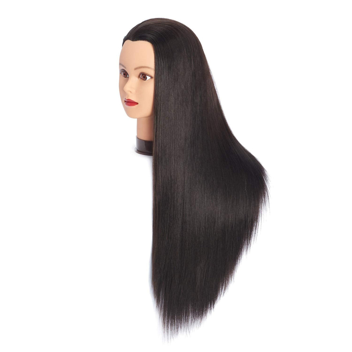 26"-28" Long Hair Mannequin Head Stnthetic Fiber Hair Hairdresser Practice Styling Training Head Cosmetology Manikin Doll Head With Clamp (6F1919LB0220)