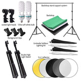 Photography Studio Backdrop Kit 2X 135W Continuous Lighting Kit 4 Umbrellas 4 Backdrops (White,Green,Black,Gray) 2x3m Background Support Stand System