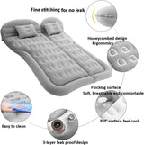 SUV Air Mattress Camping Bed Cushion Pillow - Inflatable Thickened Car Air Bed with Electric Air Pump Flocking Surface Portable Sleeping Pad for Travel Camping Upgraded Version (Gray)