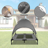 Outdoor Dog Bed with Canopy, Outside Portable Cooling Raised Pet Cot for Dogs and Cats, Grey Large