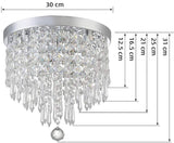 Mini Crystal Ceiling Light, 4-Light LED Crystal Chandelier Light Fixture, H 31CM x W 30CM Flush Mount Crystal Ceiling Lamp for Bedroom, Hallway, Kitchen, Living Room (Bulbs Not Included)