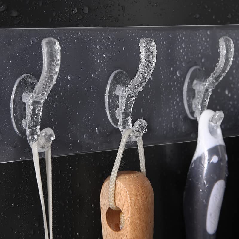 Multifunctional Transparent 6 Hooks,Adhesive Row Hooks,Kitchen Bathroom Hooks Waterproof Wall Hooks,Transparent Plastic Glue Hooks,Kitchen Bathroom Hooks Waterproof Wall Hooks