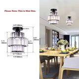 Mini Chandelier Crystal Chandeliers Lighting Flush Mount Ceiling Light Double-Layers Crystal Modern Chandelier Lighting Fixture for Bedroom Hallway Bar Kitchen Bathroom(Black)