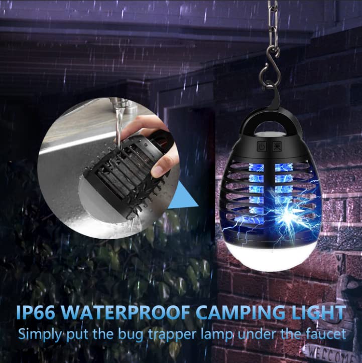 Mosquito Killer Electric Lamp Insect Repellent USB Rechargeable Fly Zapper Indoor Outdoor Pest Control Trap Portable Zappers with Night Light, Powerful Attractant for Backyard Camping