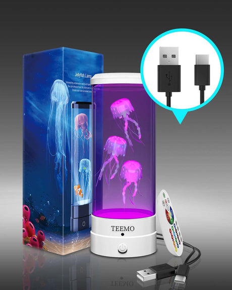 LED Fantasy Jellyfish Lava Lamp - Round Jellyfish Aquarium Lamp - 16 Color Setting Jellyfish Tank Mood Light - Jellyfish Tank Decorations for Home Office Decor Great Gifts for Kids