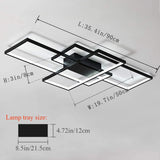 Dimmable Ceiling Light,3 Squares Modern LED Ceiling Lamps with Remote Control,50W Acrylic Flush Mount Ceiling Light Fixture for Living Dining Room Bedroom Kitchen(Black)