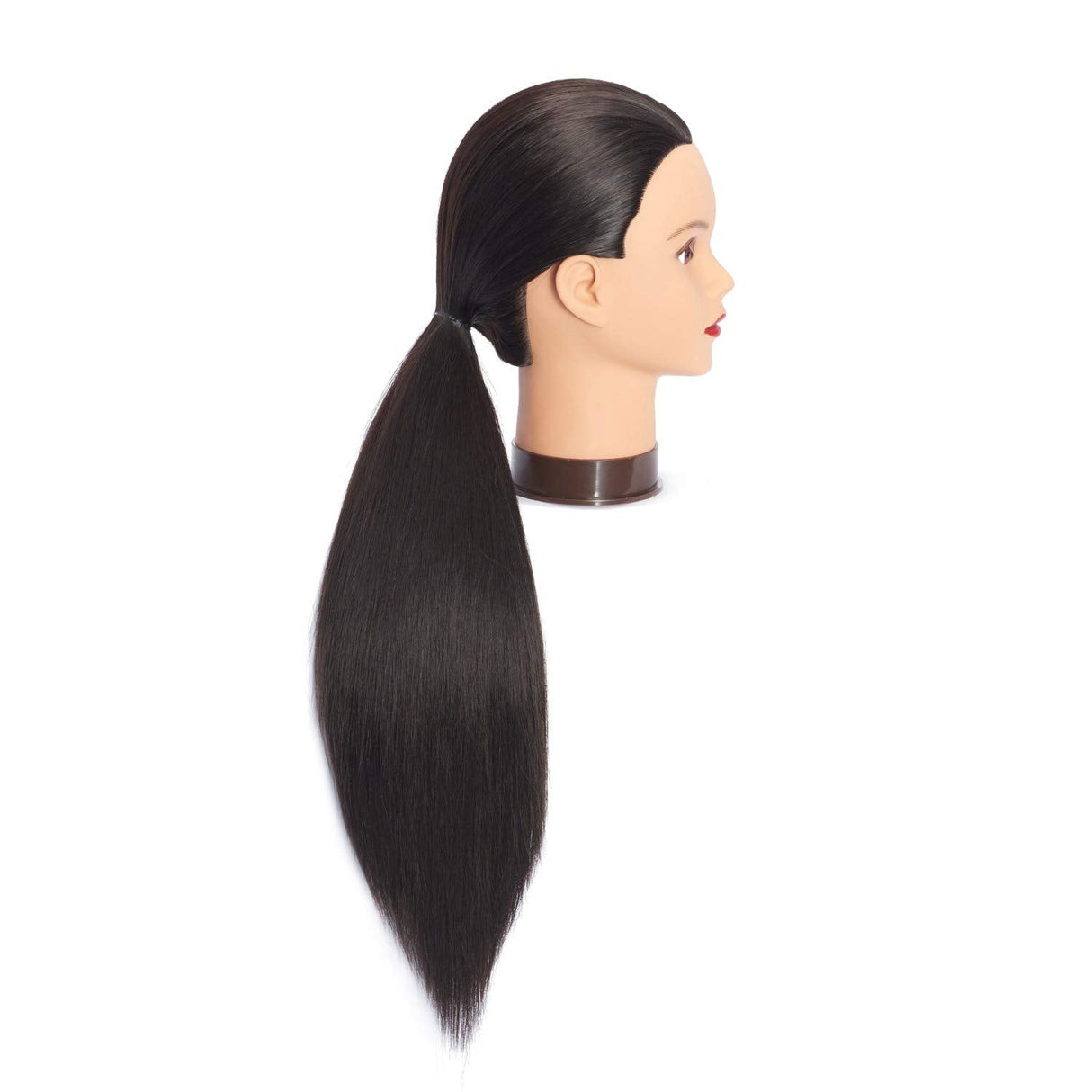 26"-28" Long Hair Mannequin Head Stnthetic Fiber Hair Hairdresser Practice Styling Training Head Cosmetology Manikin Doll Head With Clamp (6F1919LB0220)