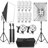 1800W Softbox Lighting Kit 20"x 28"/ 50x70 cm Soft Box Reflector 8X 45W 5500K Continuous Lighting Bulbs 2M Light Stand with Carrying Bag for Portrait Product Fashion Video Shooting