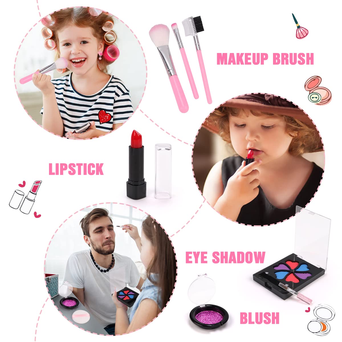 31 PCS Kids Makeup Toy Kit for Girls, Fake Makeup Set Toy W/Toddler Purse,Handbag, Toy Phone,Cosmetics Accessories,Pretend Play Beauty Set,Birthday Toy 3 4 5 6 7 8 Years Old Kids